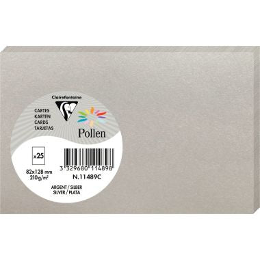 Paquet de 25 cartes Pollen 82x128mm 210g argent