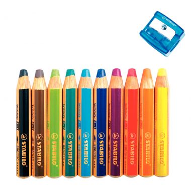 Étui de 10 crayons de couleur Woody + 1 taille-crayon