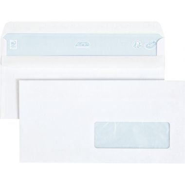 Boîte de 500 enveloppes blanches DL 110x220 80g/m² fenêtre 35x100 autocollantes