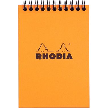 Bloc-notes à reliure intégrale RHODIA orange, format A6, 160 pages, quadrillé 5x5, papier 80g