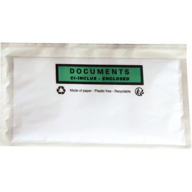 Boite de 1000 pochettes adhésives "documents ci-inclus" 228x120mm