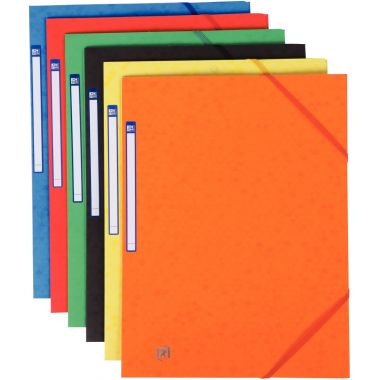 Carton de 50 chemises 3 rabats à élastiques TOP FILE+ en carte lustrée 4/10ème 390g, coloris assortis