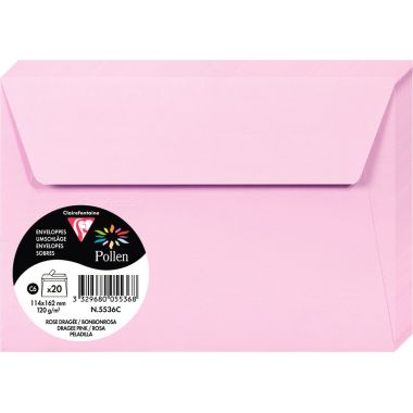 Paquet de 20 enveloppes Pollen 114x162mm 120g rose