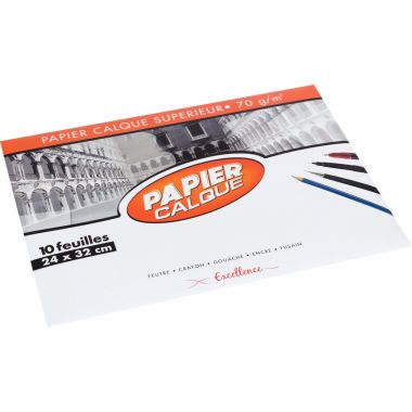 Paquet de 10 feuilles de papier calque 24x32cm 70g