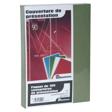 Paquet de 100 couvertures grain cuir 250g A4 vert