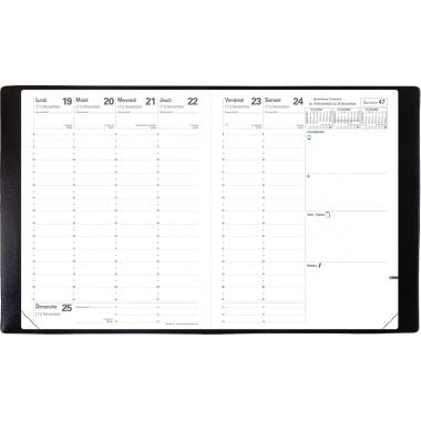 Agenda semainier plastique 21x27cm noir