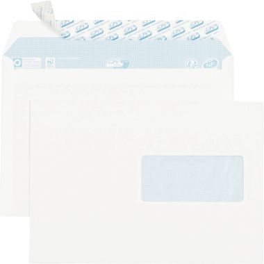 Paquet de 70 enveloppes blanches 162x229mm 80g bande siliconée fenêtre 45x100mm