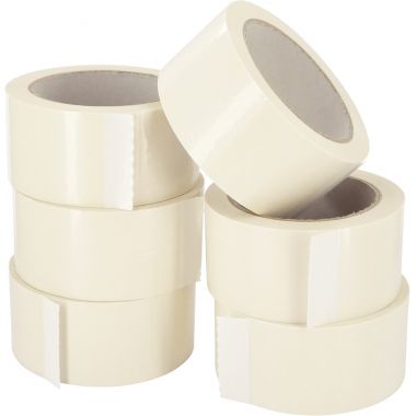 Lot de 6 rouleaux adhésif PVC blanc 50mmx66m