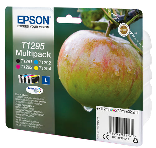 Epson POMME pack de de 4 cartouches jet d'encre noire, cyan, magenta et jaune haute capacité authentique (T129540)