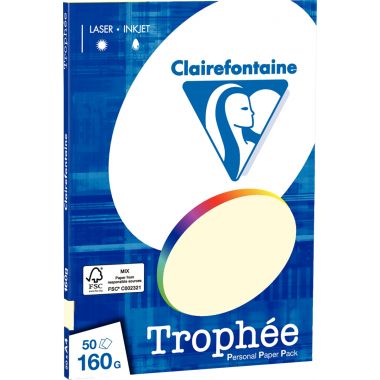 Paquet de 50 feuilles format A4 160g ivoire CLAIREFONTAINE