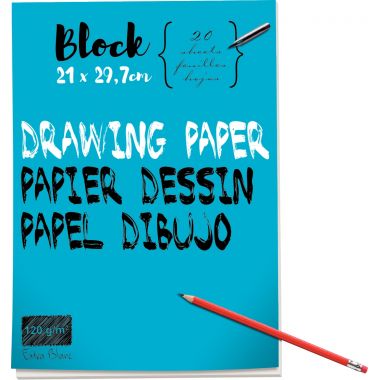 Bloc de 40 pages à dessin 120g format A4 uni