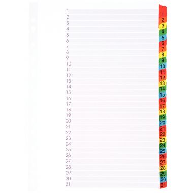 Intercalaires numériques 1 à 31 touches format A4+