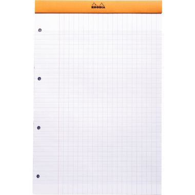 Bloc de bureau RHODIA 80 feuilles perforées, format A4+, réglure seyès, papier blanc 80g