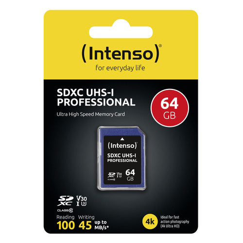 Carte mémoire Intenso SD UHS I Professionnel 64 GO