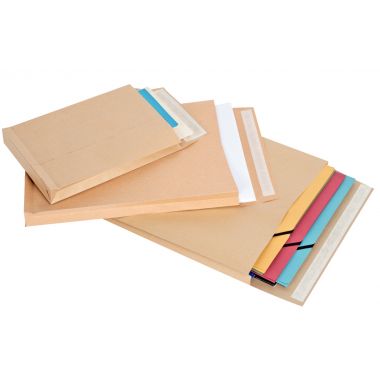 Paquet de 50 pochettes kraft 260x330mm 120g soufflet 30mm bande siliconée