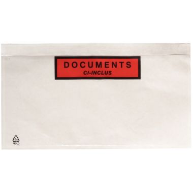 Boite de 1000 pochettes adhésives "documents ci-inclus" 228x120mm