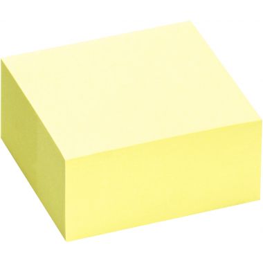 Bloc cube de 400 feuilles de notes repositionnables 75 x 75 mm coloris jaune pastel