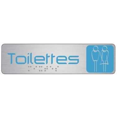 Plaque en aluminium avec fixation adhésive 4,5x17 cm TOILETTES DAMES / HOMMES