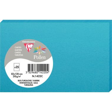 Paquet de 25 cartes Pollen 82x128mm 210g turquoise