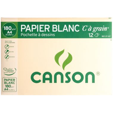 Pochette de 12 feuilles à dessin C à grain 180g format A4