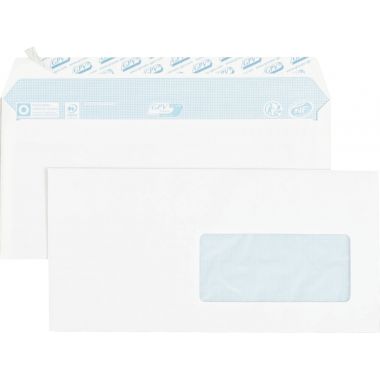 Paquet de 70 enveloppes blanches 110x220mm 80g bande siliconée fenêtre 45x100mm