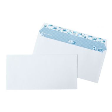 Boite de 500 enveloppes blanches 110x220mm 90g bande siliconée