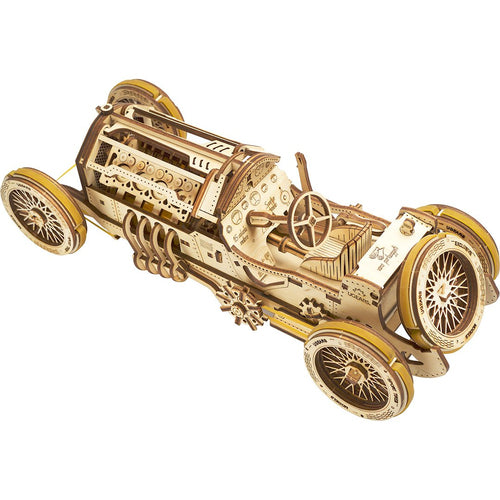 Maquette mécanique en bois, bolide Grand Prix