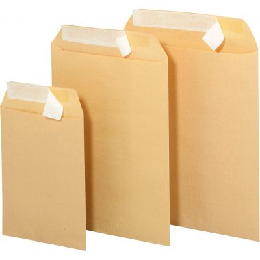 Boite de 500 pochettes kraft 162x229mm 90g bande siliconée