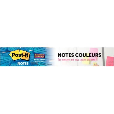 Paquet de 6 blocs de 90 feuilles Super Sticky post-it, 76 x  76 mm, couleurs CARNIVAL : Carnival : jaune soleil, turquoise, vert , rose néon et orange