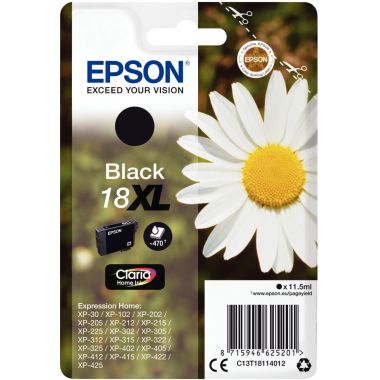 Epson PAQUERETTE / 18XL cartouche jet d'encre noire haute capacité authentique (T181140)