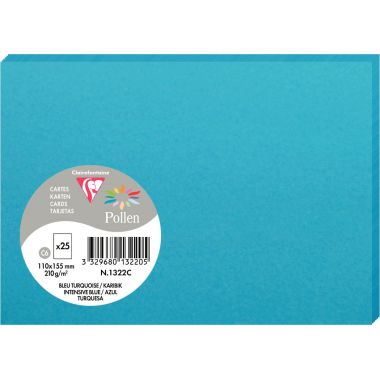 Paquet de 25 cartes Pollen 110x155mm 210g turquoise