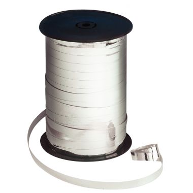 Bobine de 250m de longueur sur 7 mm de largeur de bolduc lisse coloris argent métallisé