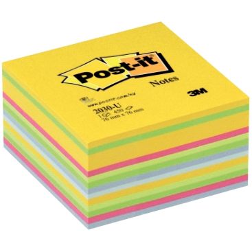 Cube de 450 feuilles de notes post-it repositionnables 76 x 76 mm couleurs assorties