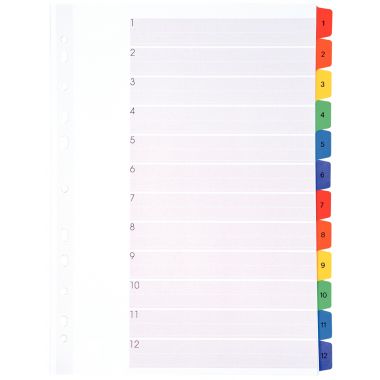 Jeu de 12 intercalaires numériques en carte Mylar, format A4+