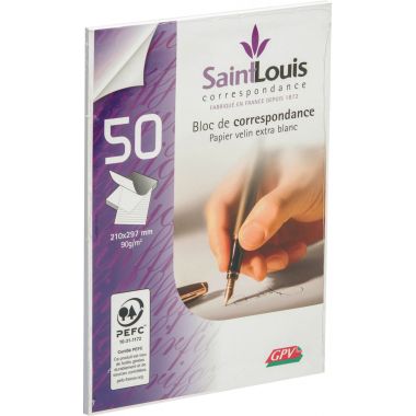 Bloc de correspondance uni de 50 feuilles blanches A4 90 g/m²