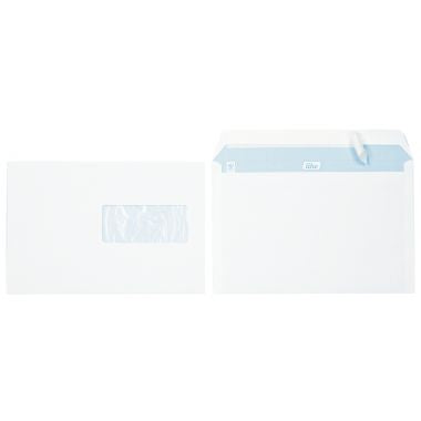 Boite de 500 enveloppes blanches 162x229mm 80g bande silliconnée fenêtre 45x100mm