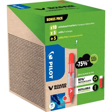 Pack de 10 marqueurs V-Board Master + 10 recharges rouges