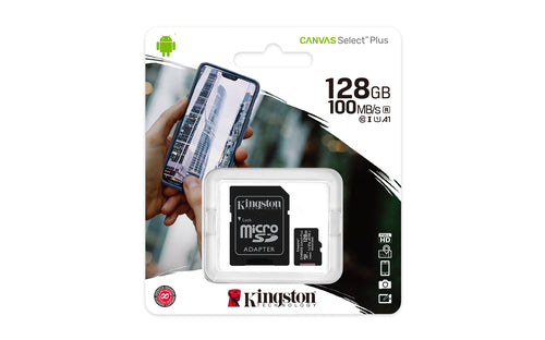 Kingston Technology Carte micSDXC Canvas Select Plus 100R A1 C10 de 128 Go + ADP