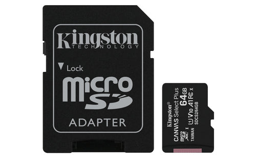 Kingston Technology Carte micSDXC Canvas Select Plus 100R A1 C10 de 64 Go + ADP