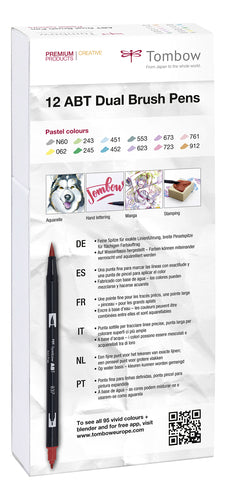 ETUI DE 12 FEUTRES PINCEAUX ABT DUAL BRUSH PEN DE TOMBOW (COULEUR PASTELS)