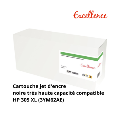 Excellence cartouche jet d'encre noire très haute capacité compatible HP 305 XL (3YM62AE)