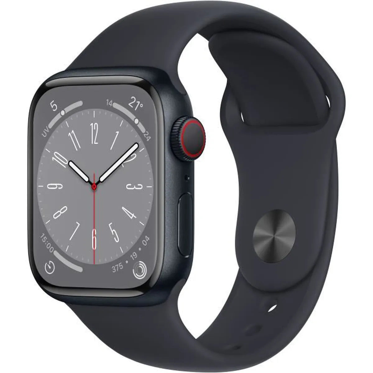 Apple Watch Series 8 OLED 41 mm Numérique 352 x 430 pixels Écran tactile Noir Wifi GPS (satellite)