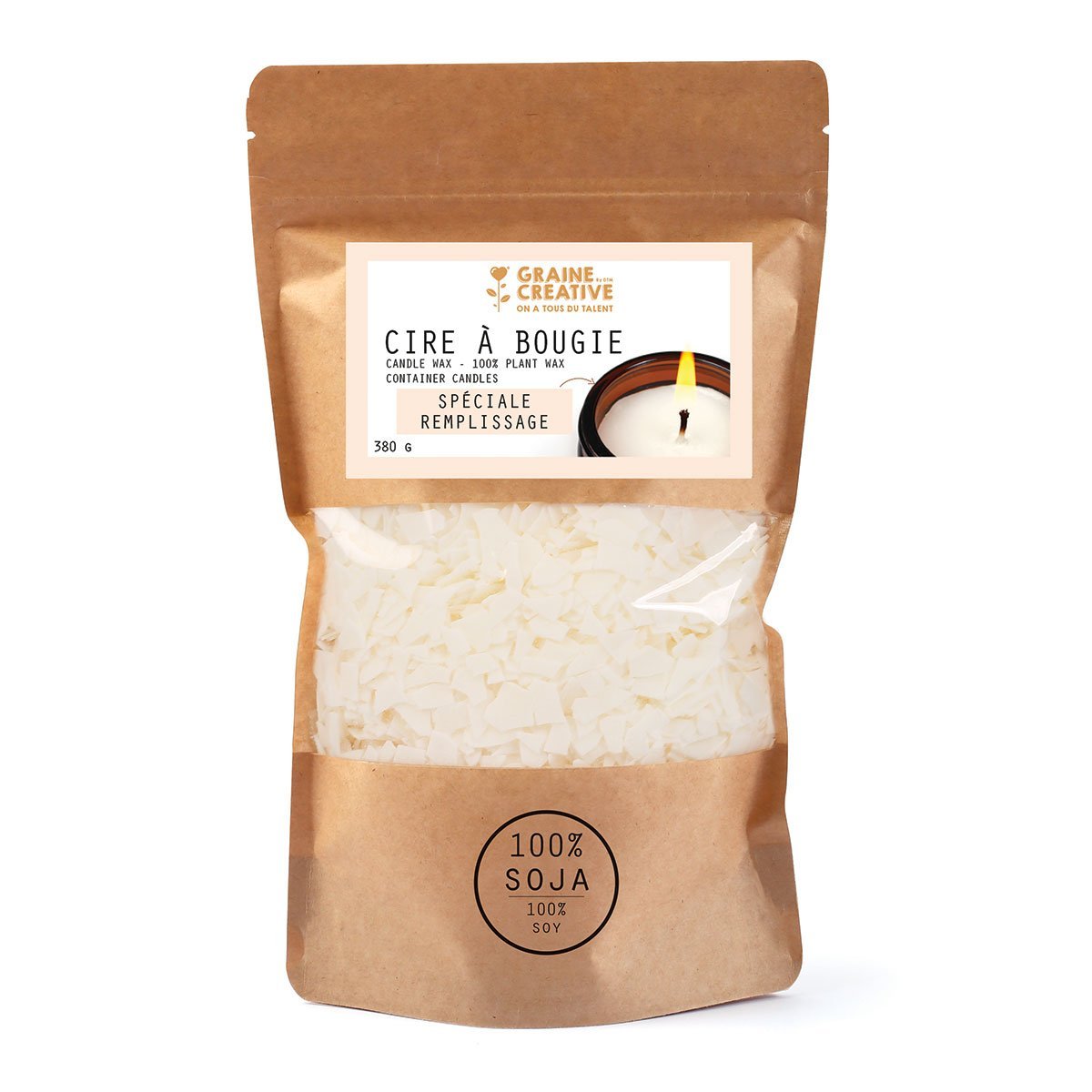 Cire végétale de remplissage bougie soja - 380g