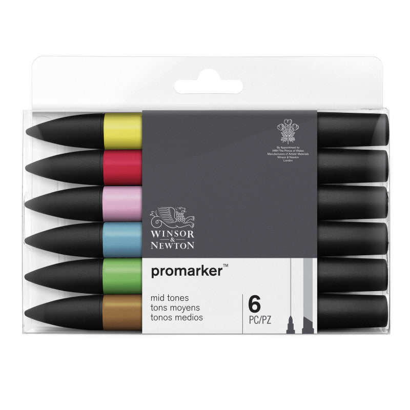 Winsor & Newton 884955070376 marqueur 6 pièce(s) Assortie Bleu, Marron, Vert, Rose, Rouge, Jaune