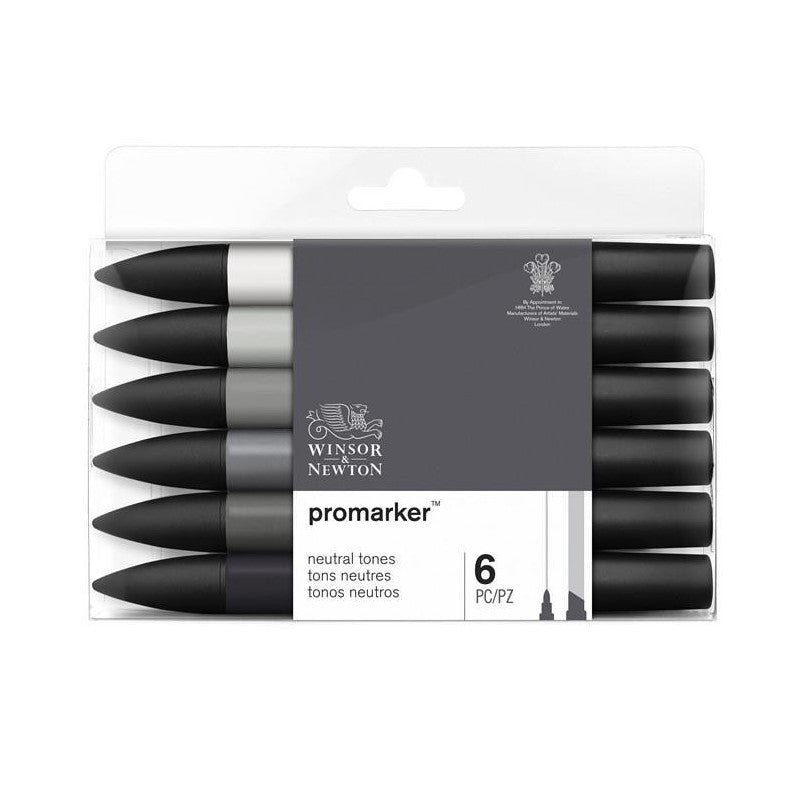 Winsor & Newton 884955071045 marqueur 6 pièce(s) Assortie Noir, Gris