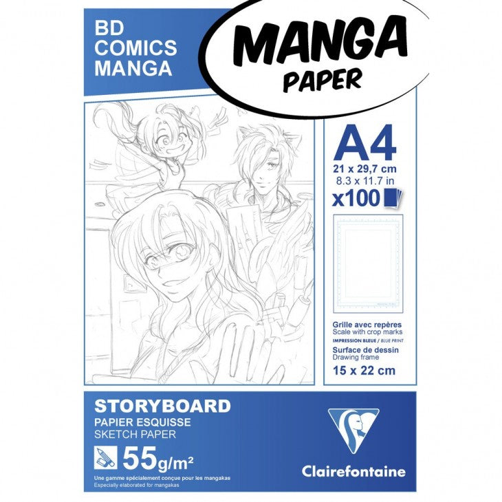 BLOC MANGA STORYBOARD A4 GRILLE SIMPLE