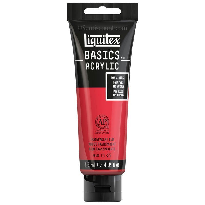 Peinture Acrylique en tube rouge transparent 118ml - Liquitex Basics