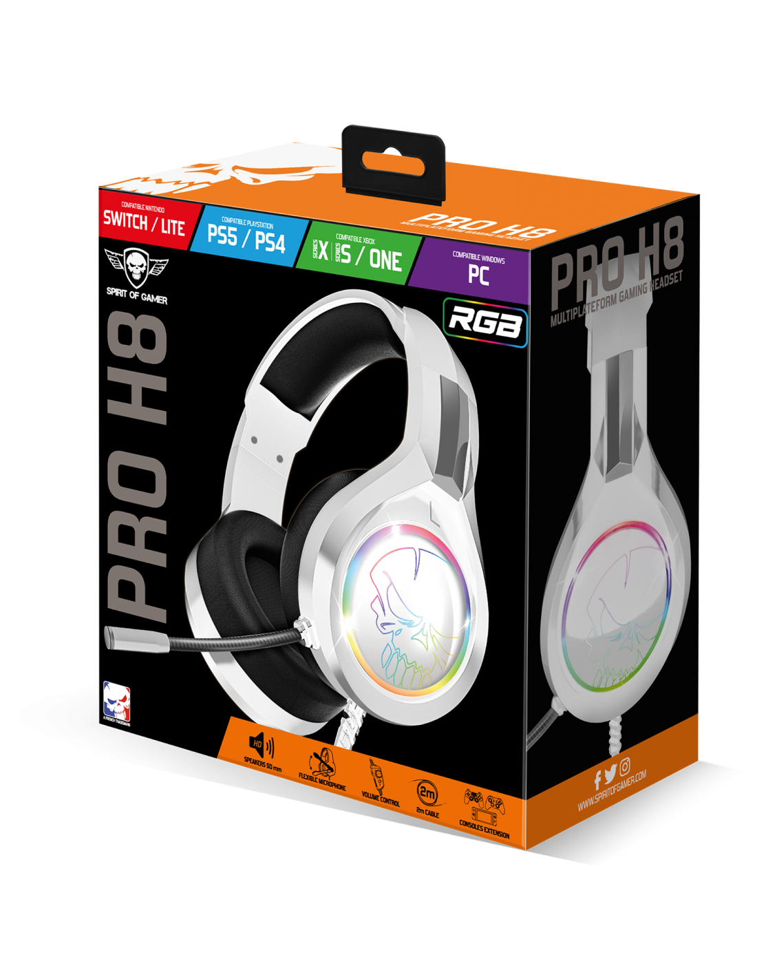 Casque Pro H8 blanc - Spirit Of Gamer