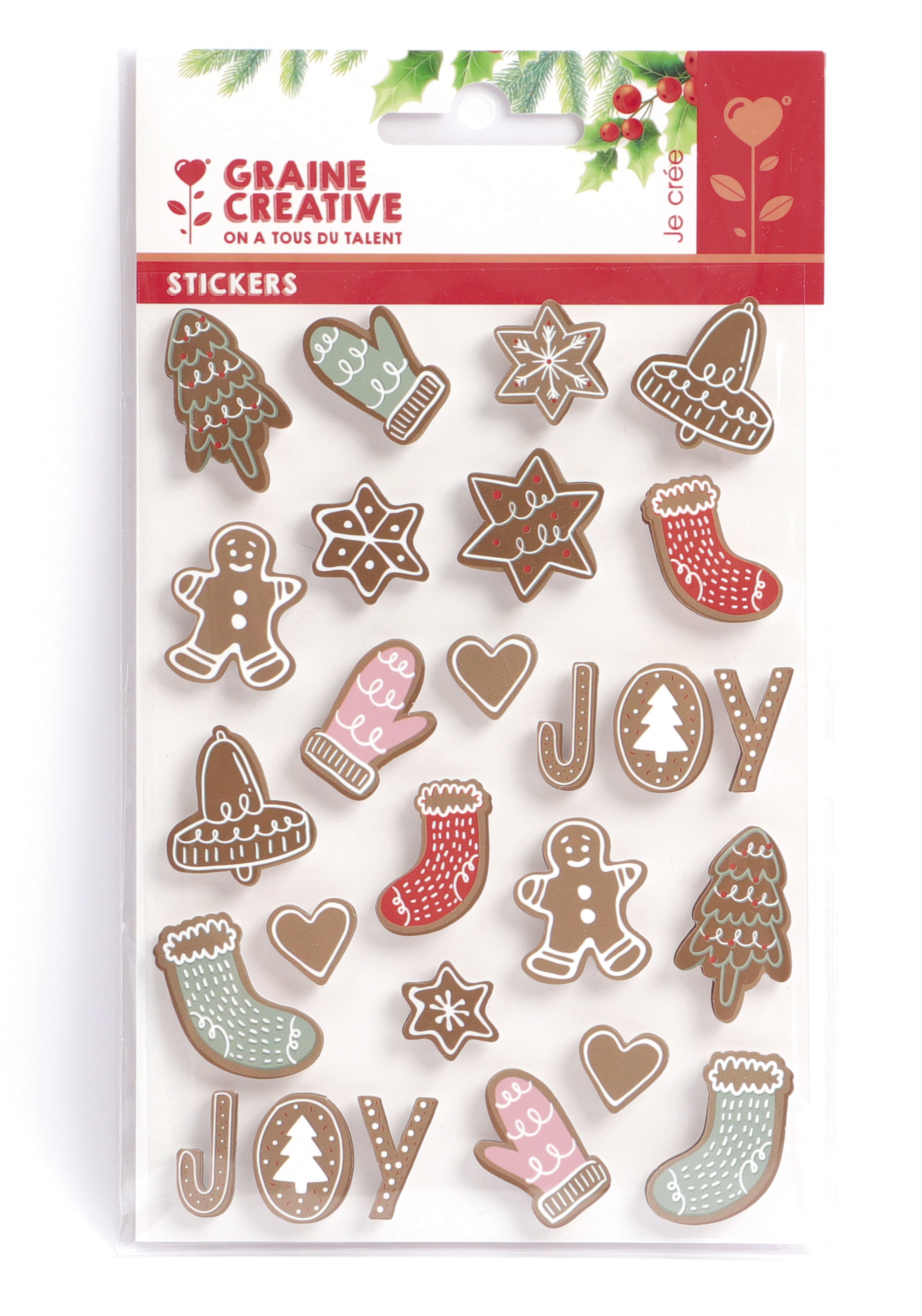 Stickers 3D - Noël et Pain d'épices - 26 pcs